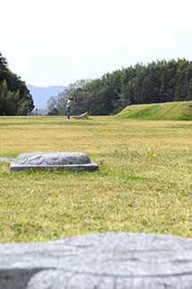 蓮弁を彫刻した礎石や基壇の縁石