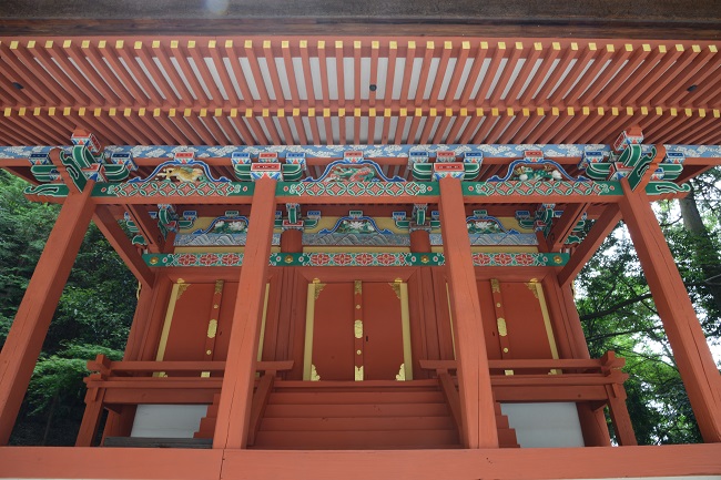 高鴨神社攝社東神社本殿　正面彩色詳細