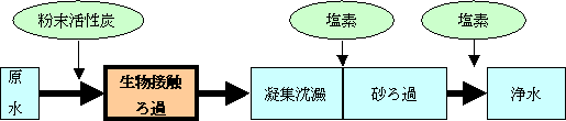 桜井浄水場高度浄水処理フロー図