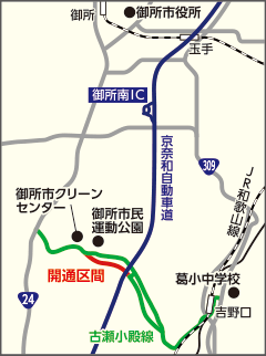 一般県道古瀬小殿線（朝町工区）地図