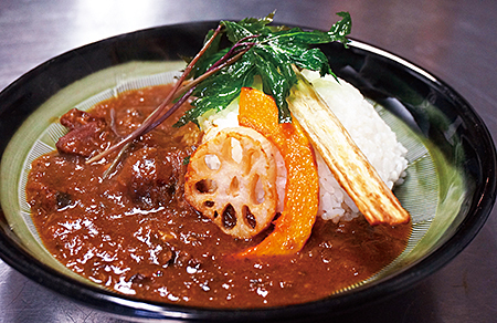 鹿肉と干し柿と大和トウキのカレー