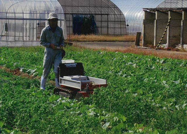 汎用電動運搬車での除草作業