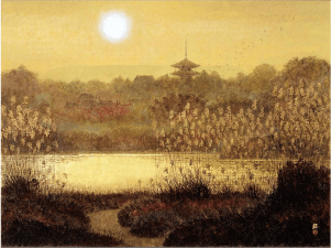 井上稔《斑鳩夕景》