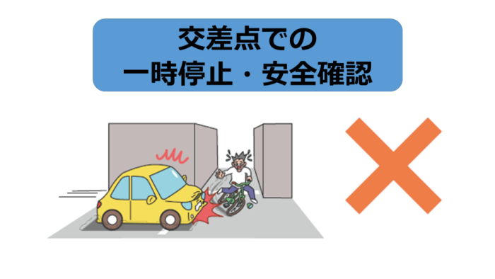 交差点での一時停止・安全確認