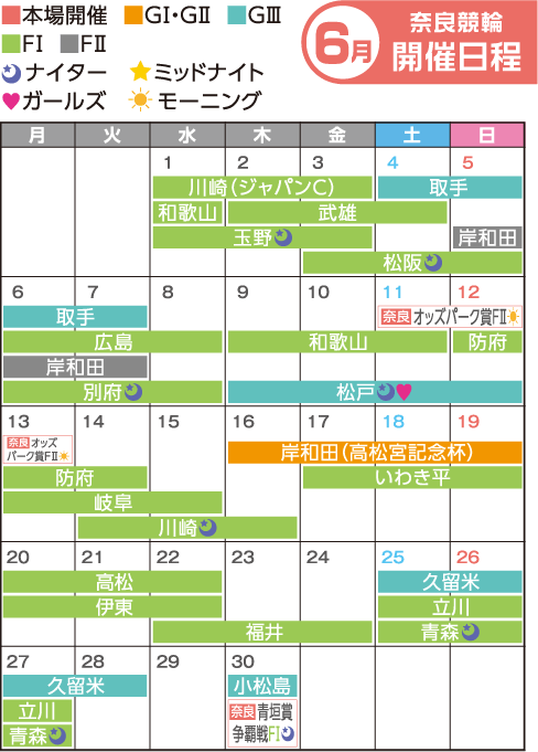 奈良競輪　6月開催日程