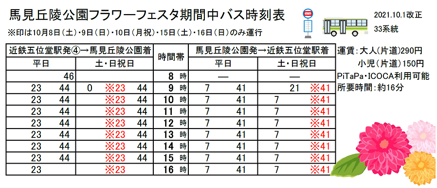 イベント期間バス時刻表