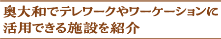 奥大和でテレワークやワーケーションに活用できる施設を紹介