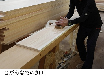 台がんなでの加工