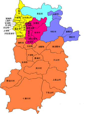 奈良県の地図